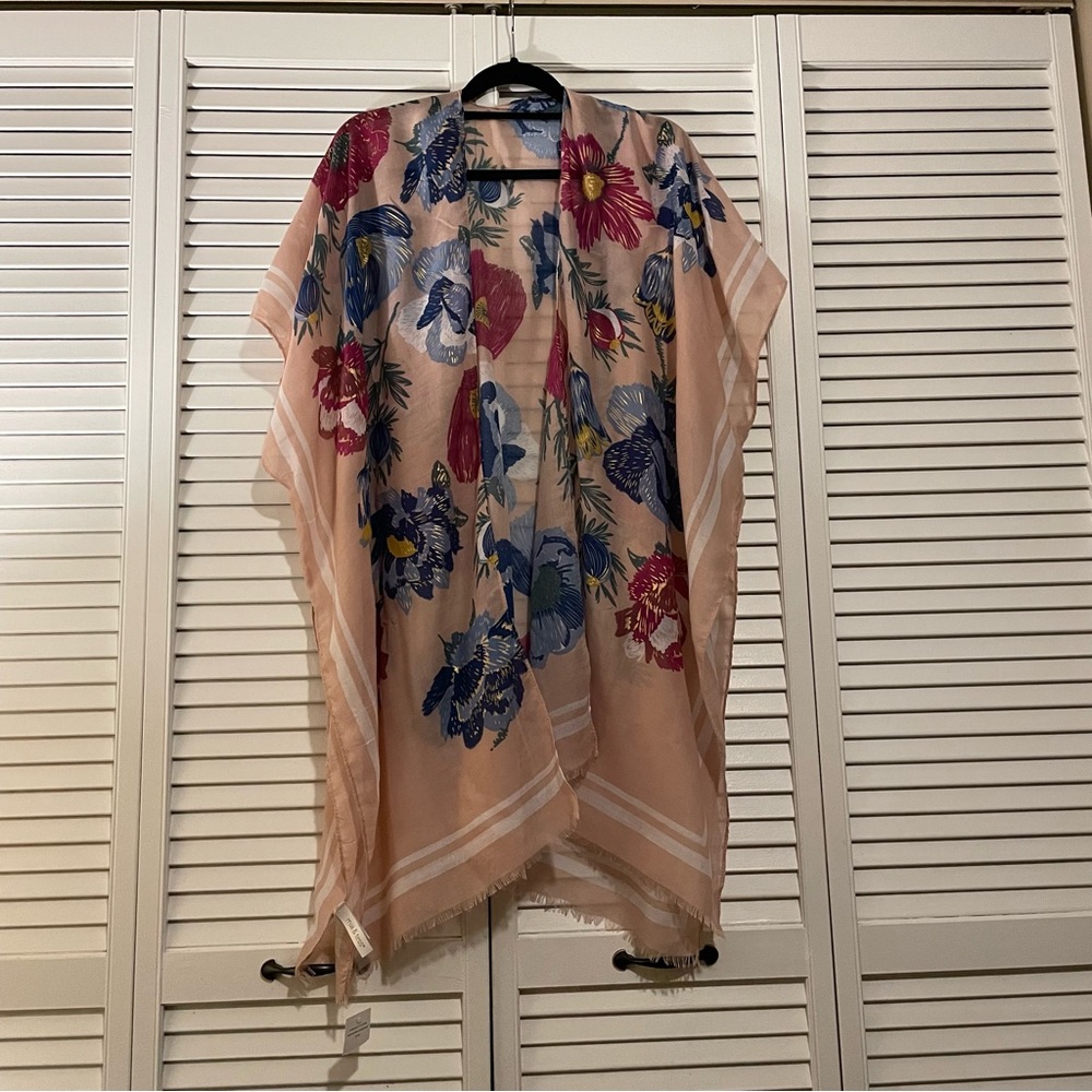 Mia & Tess pink floral kimono/coverup